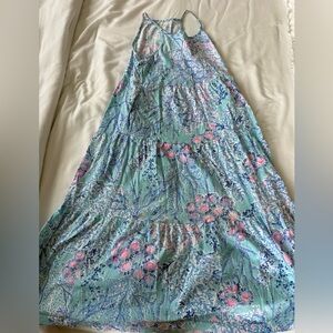 Floral Maxi Dress in Blue and Pink